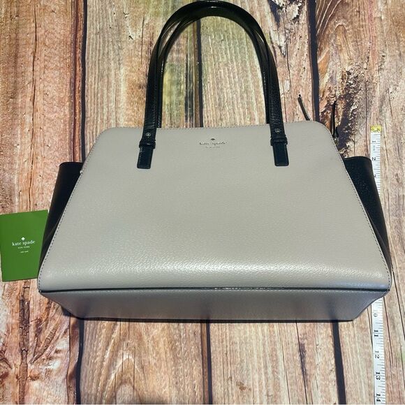 KATE SPADE Grand Street Colorblock Lydia hand bag tote bag tan black - Picture 13 of 16